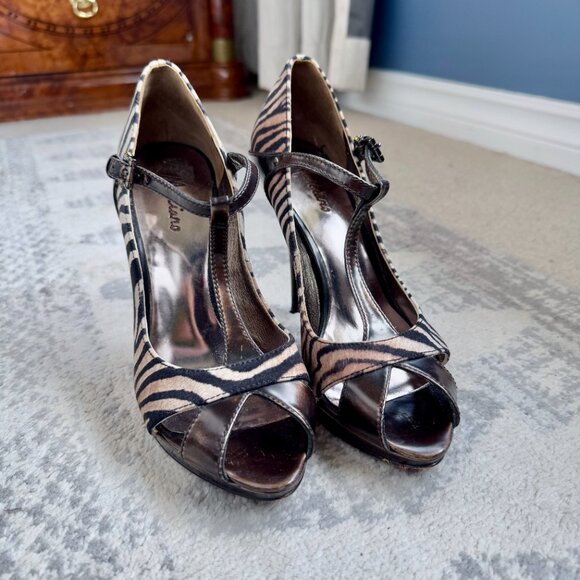 Marciano Zebra T-Strap Heels - Picture 4 of 9